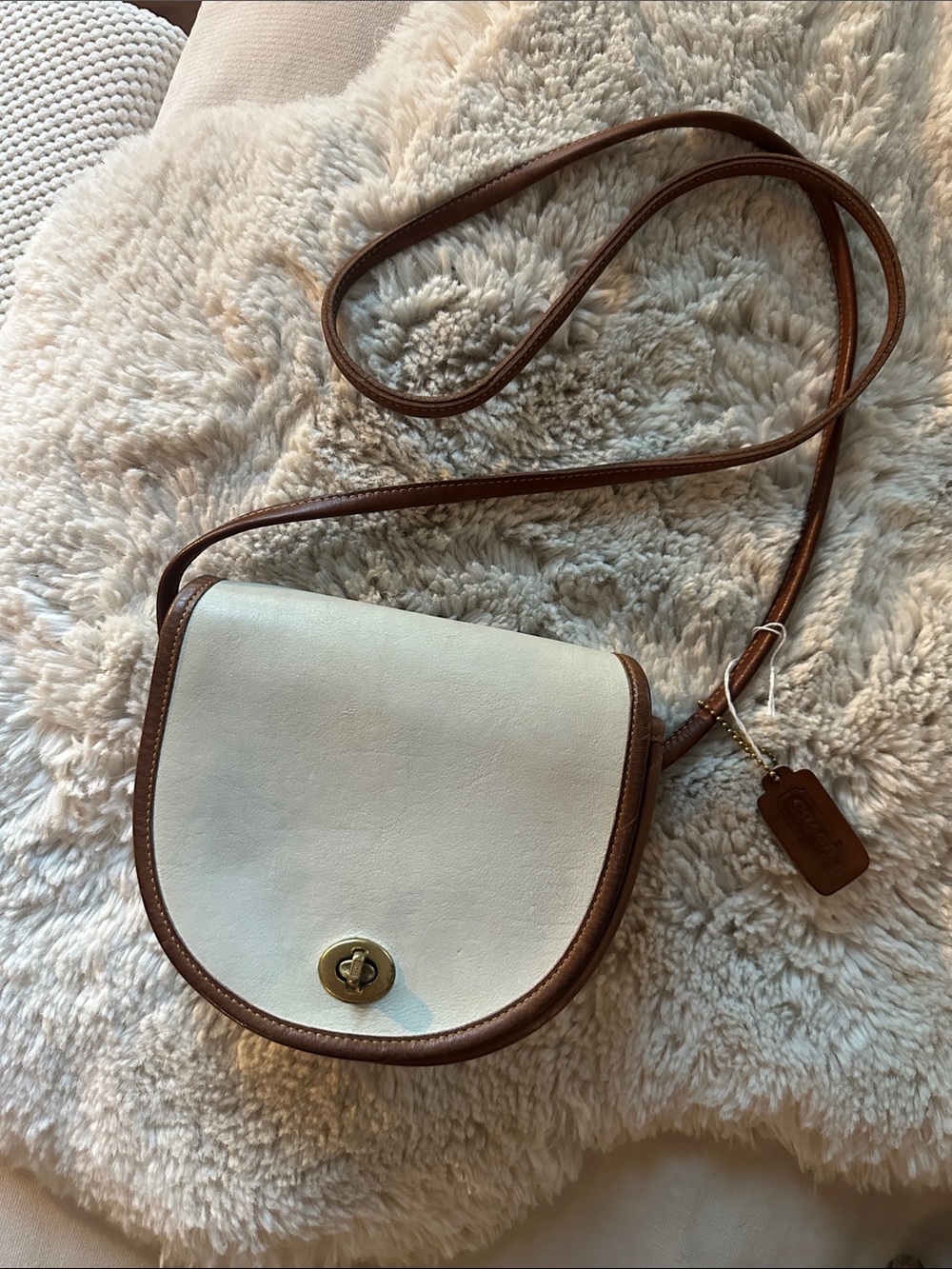 COACH Vintage Half Moon Bicolor Leather Shoulder Bag